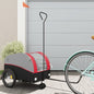 vidaXL Remorque de vélo noir et rouge 30 kg fer