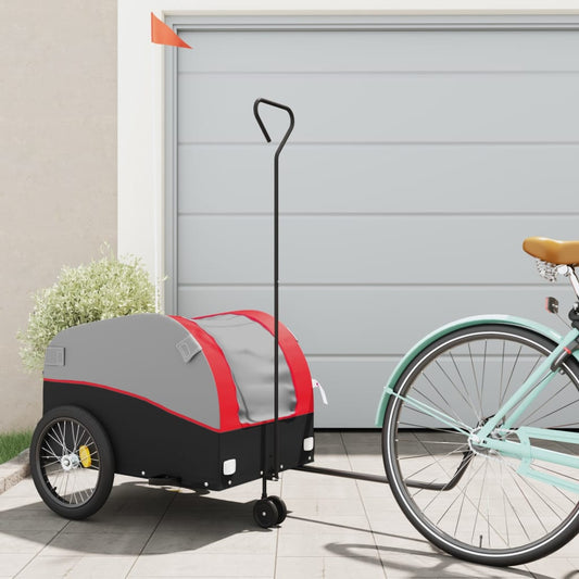 vidaXL Remorque de vélo noir et rouge 45 kg fer