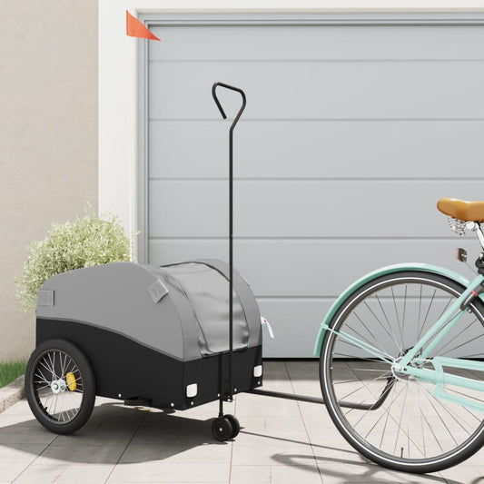 vidaXL Remorque de vélo noir et gris 45 kg fer