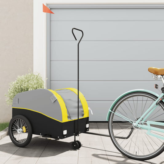 vidaXL Remorque de vélo noir et jaune 45 kg fer