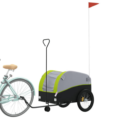 vidaXL Remorque de vélo noir et vert 45 kg fer