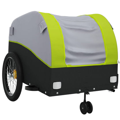 vidaXL Remorque de vélo noir et vert 45 kg fer