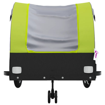 vidaXL Remorque de vélo noir et vert 45 kg fer