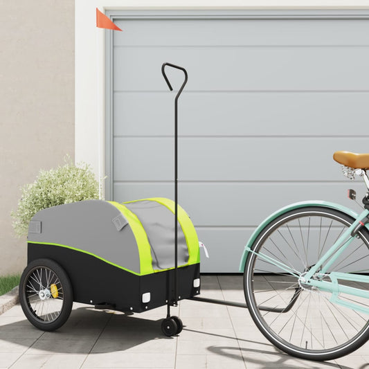 vidaXL Remorque de vélo noir et vert 45 kg fer