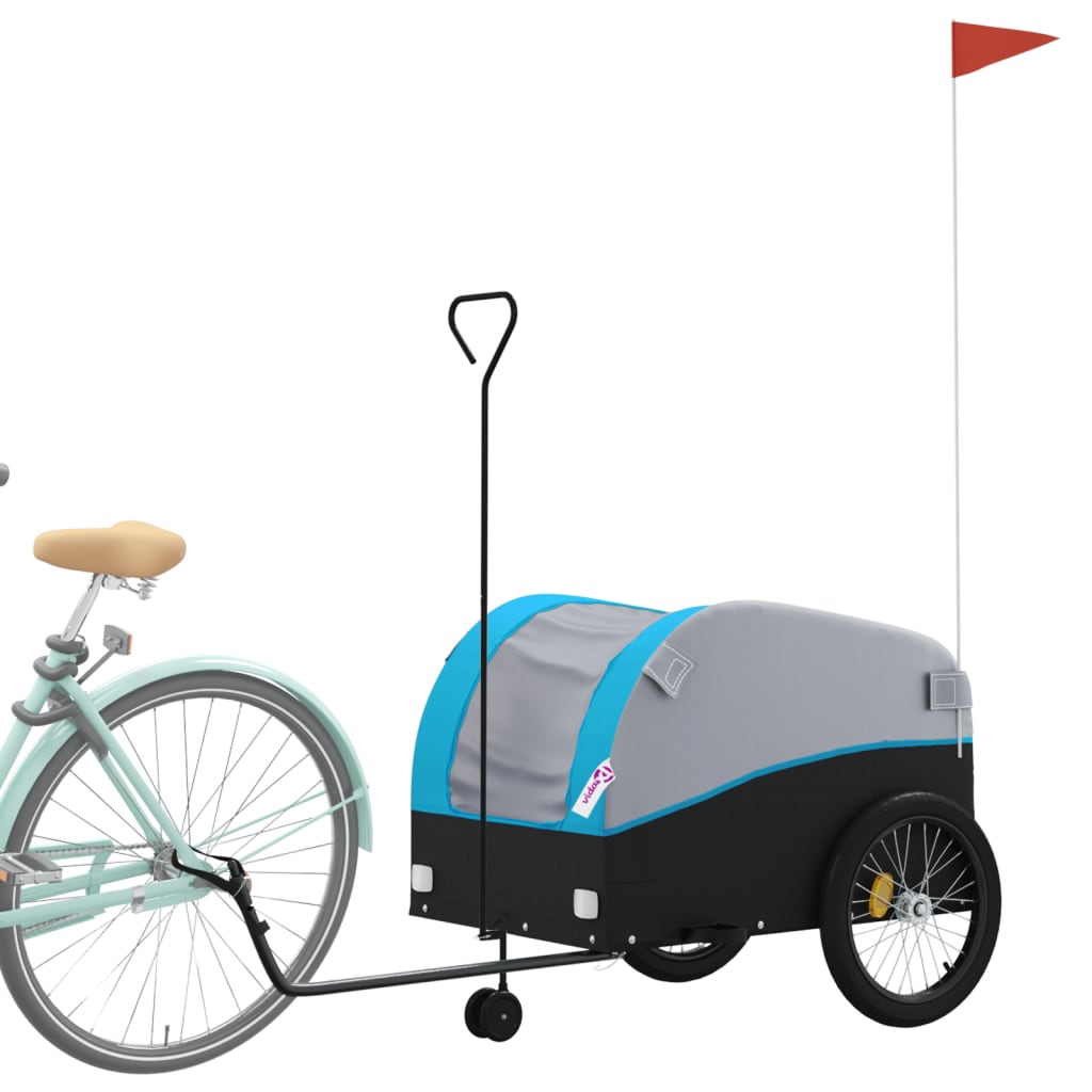 vidaXL Remorque de vélo noir et bleu 45 kg fer