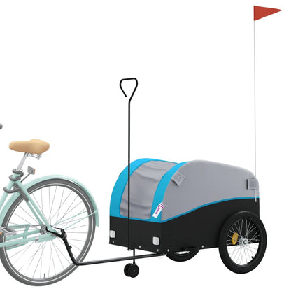 vidaXL Remorque de vélo noir et bleu 45 kg fer