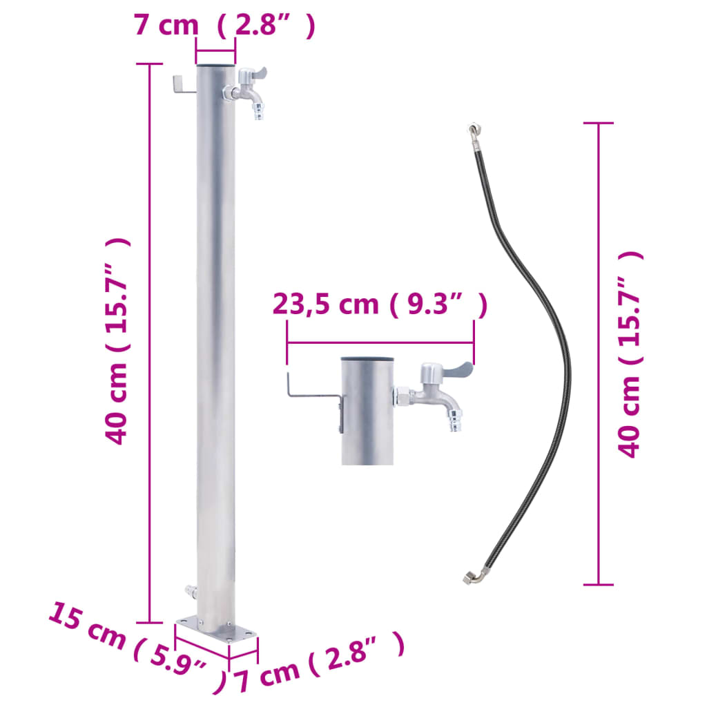 vidaXL Colonne à eau de jardin 40 cm acier inoxydable rond