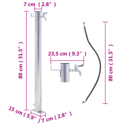 vidaXL Colonne à eau de jardin 80 cm acier inoxydable rond