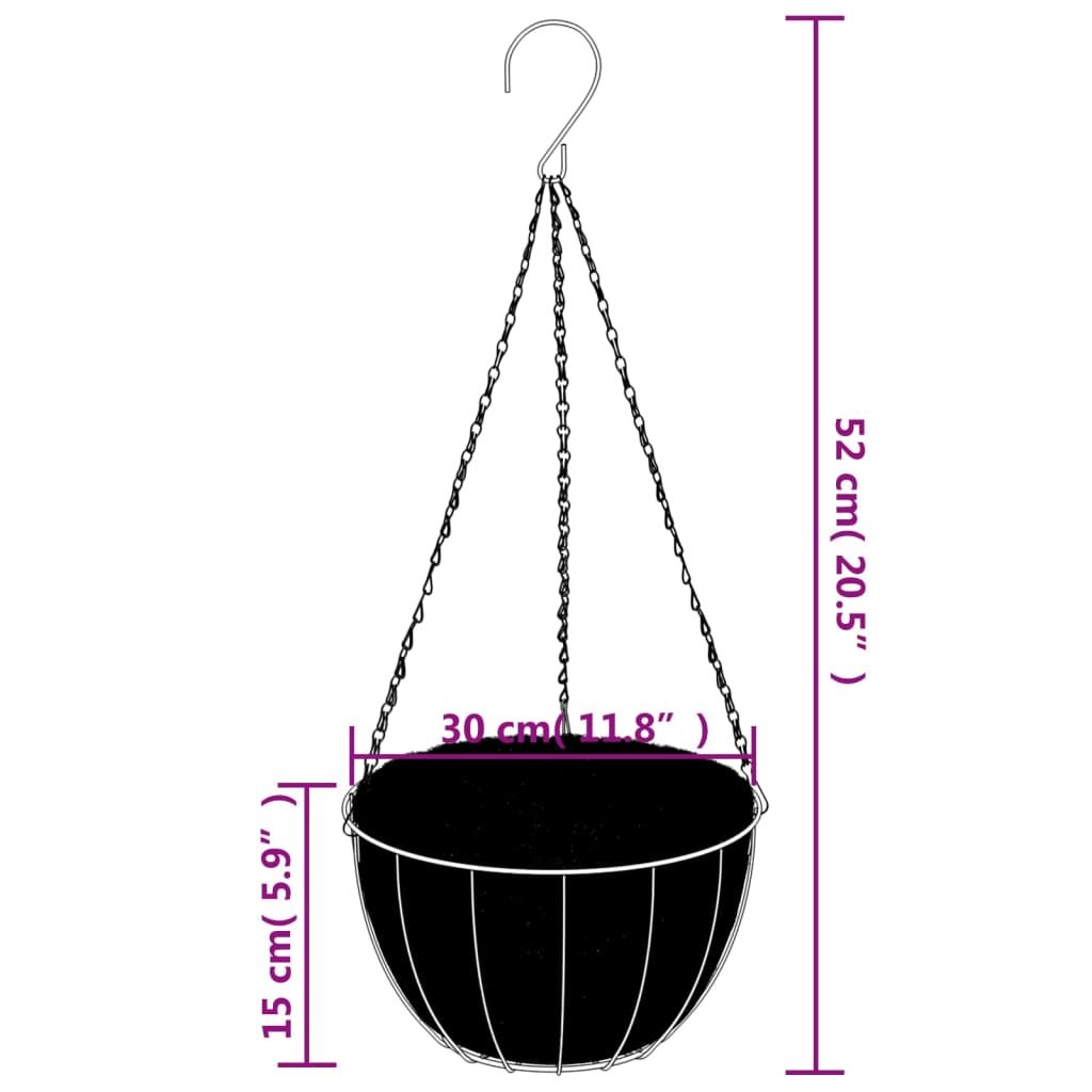 vidaXL Supports de panier suspendu avec jardinières 4 pcs noir acier