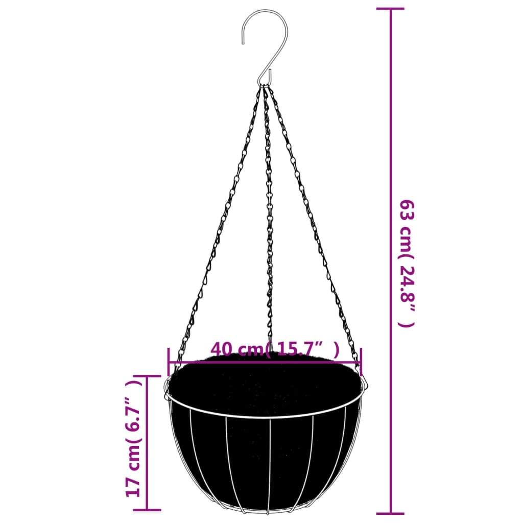 vidaXL Supports de panier suspendu avec jardinières 4 pcs noir acier