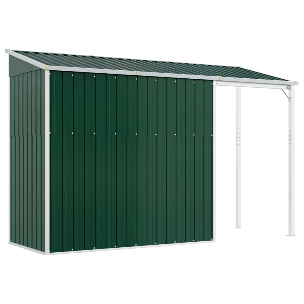 vidaXL Abri de jardin avec toit prolongé vert 277x110,5x181 cm acier