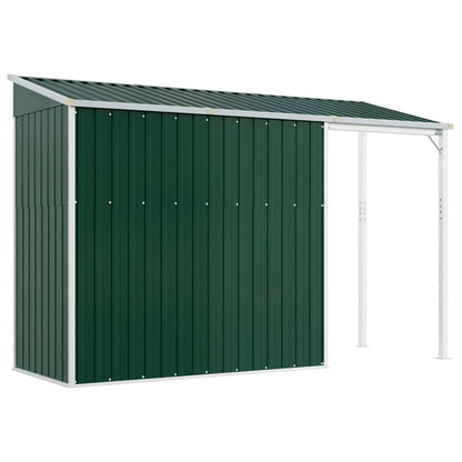 vidaXL Abri de jardin avec toit prolongé vert 277x110,5x181 cm acier
