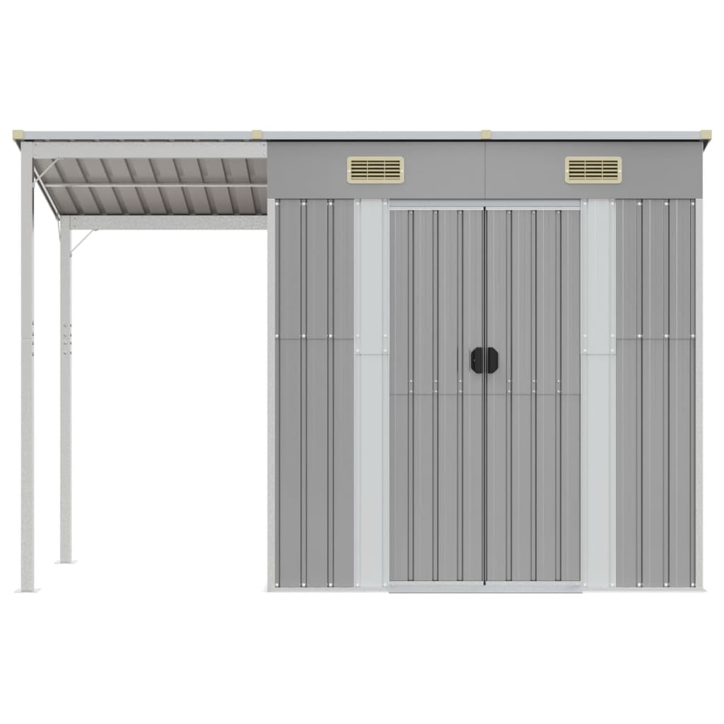 vidaXL Abri de jardin avec toit prolongé gris clair 277x110,5x181 cm