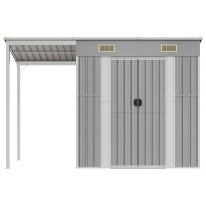 vidaXL Abri de jardin avec toit prolongé gris clair 277x110,5x181 cm