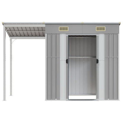 vidaXL Abri de jardin avec toit prolongé gris clair 277x110,5x181 cm