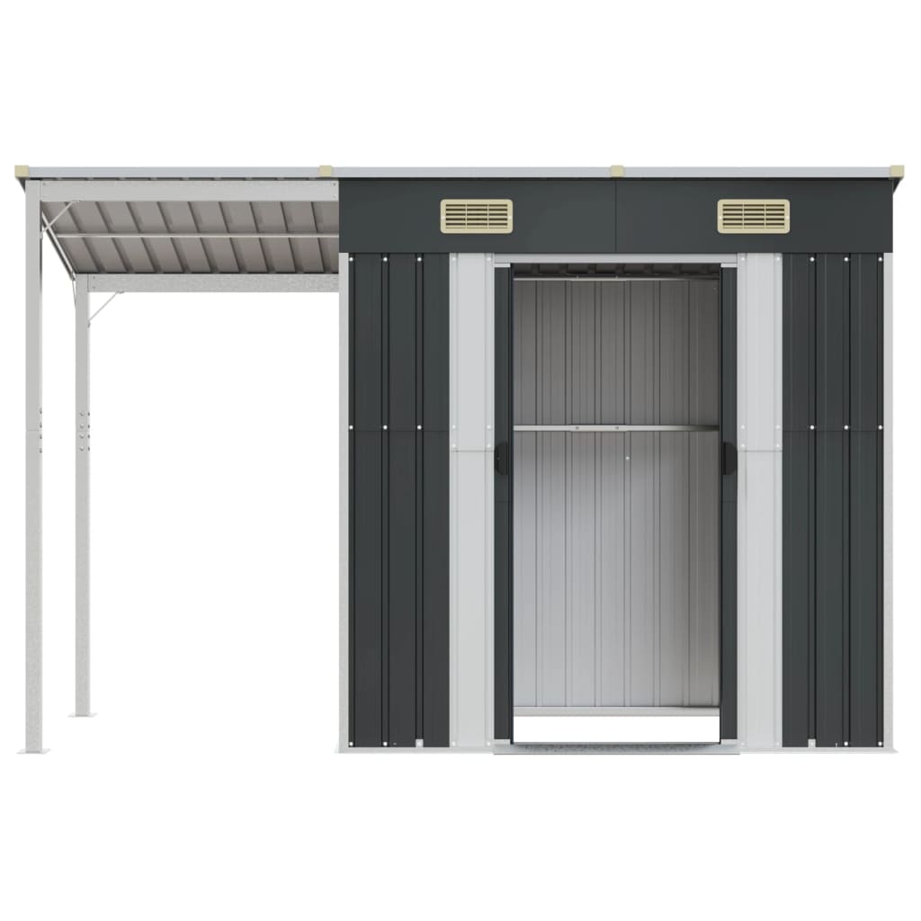 vidaXL Abri de jardin avec toit prolongé anthracite 277x110,5x181 cm