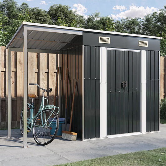 vidaXL Abri de jardin avec toit prolongé anthracite 277x110,5x181 cm