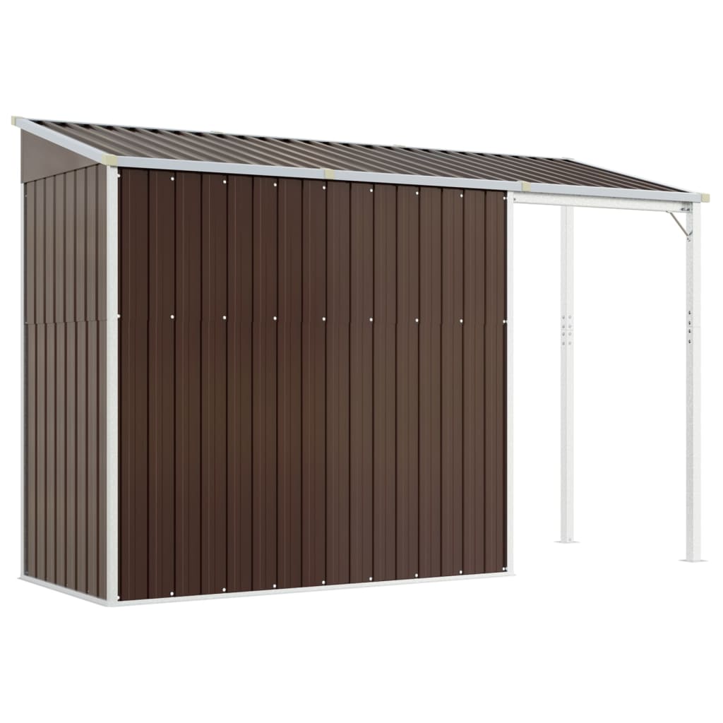 vidaXL Abri de jardin avec toit prolongé marron 277x110,5x181 cm acier