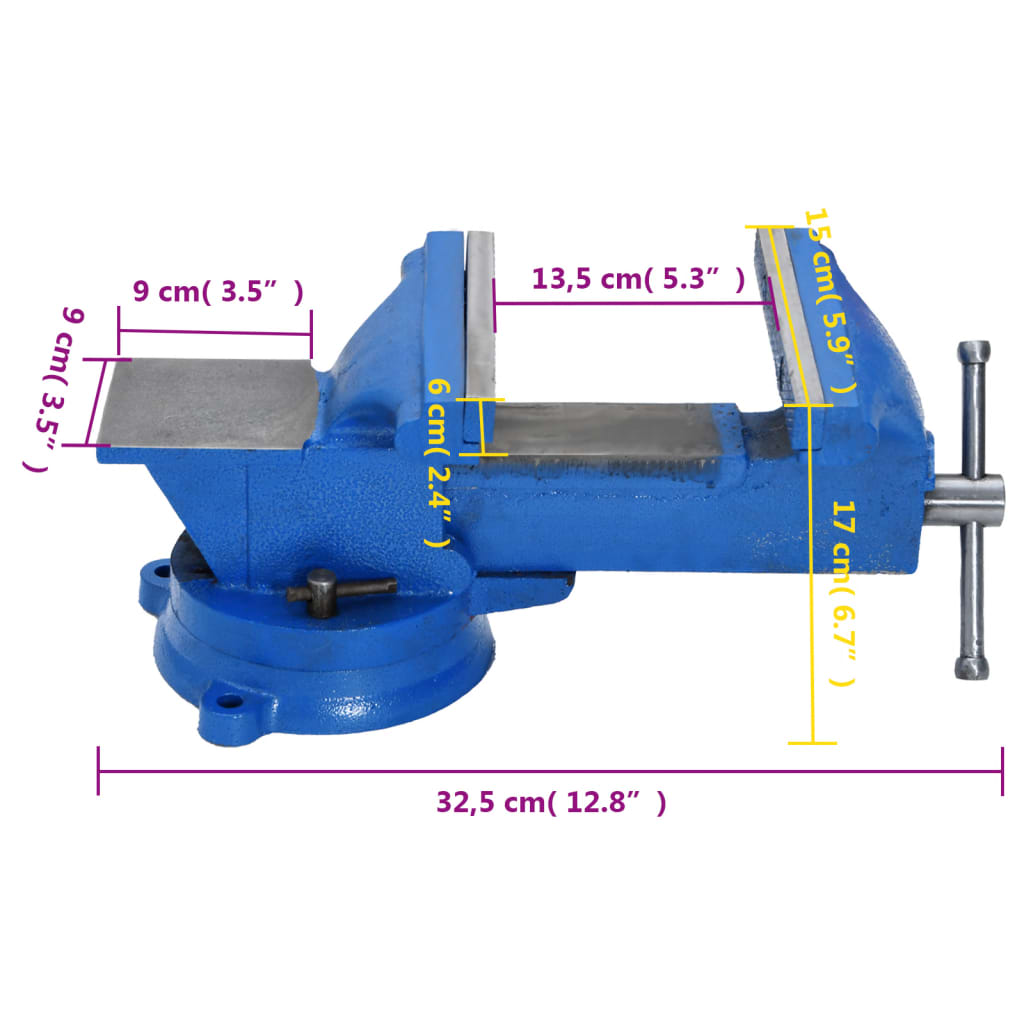 vidaXL Étau d'établi bleu 150 mm fonte