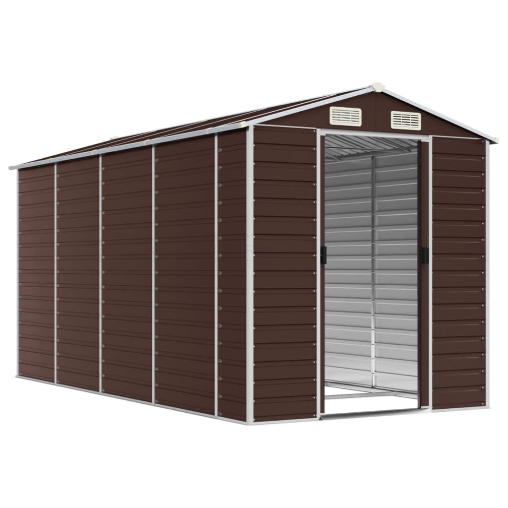 vidaXL Abri de jardin marron 191x385x198 cm acier galvanisé