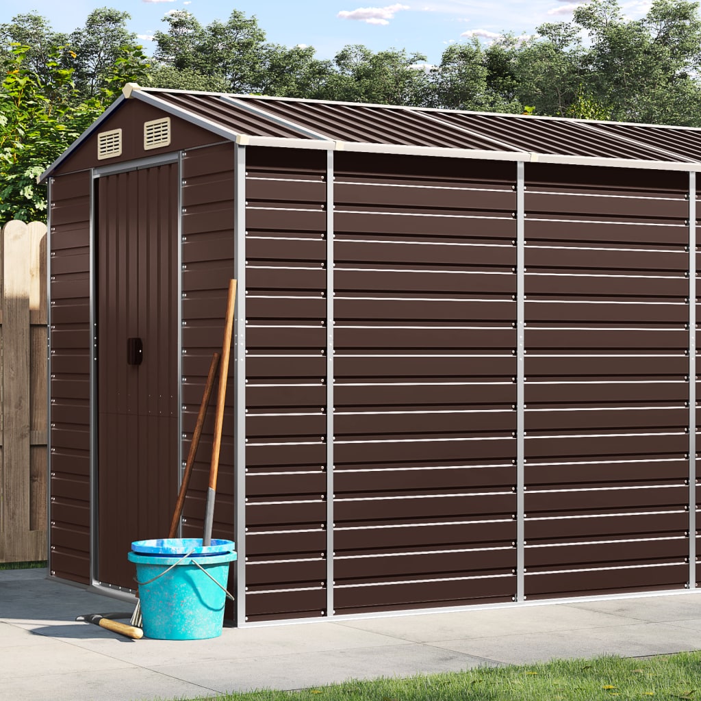 vidaXL Abri de jardin marron 191x555x198 cm acier galvanisé