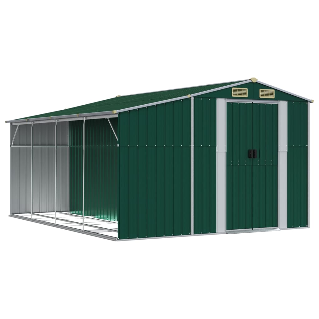 vidaXL Abri de jardin vert 277x365,5x179 cm acier galvanisé