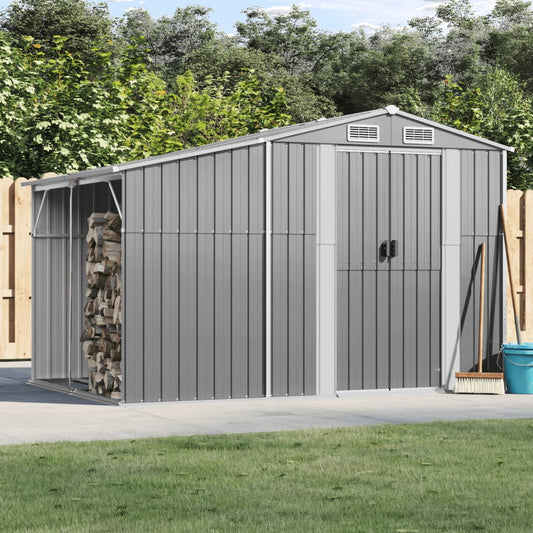 vidaXL Abri de jardin gris 277x192,5x179 cm acier galvanisé