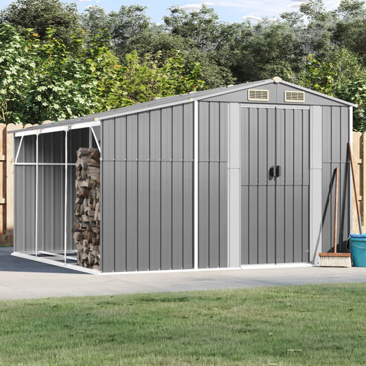 vidaXL Abri de jardin gris 277x279x179 cm acier galvanisé