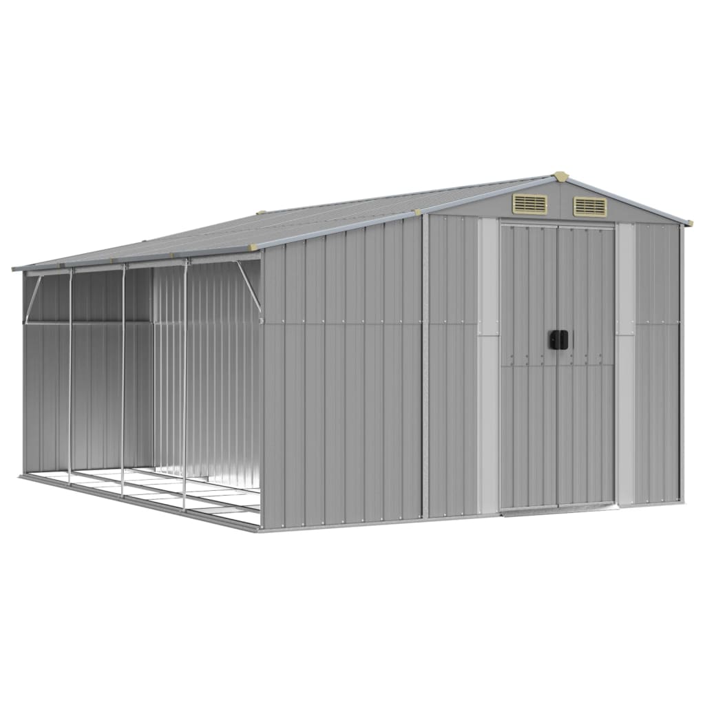 vidaXL Abri de jardin gris 277x365,5x179 cm acier galvanisé