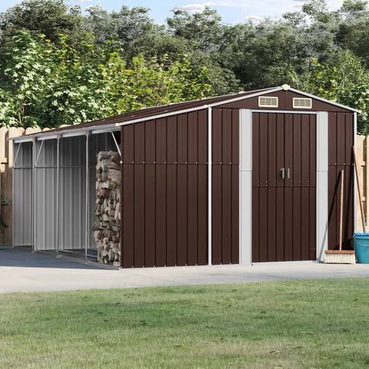 vidaXL Abri de jardin marron 277x365,5x179 cm acier galvanisé