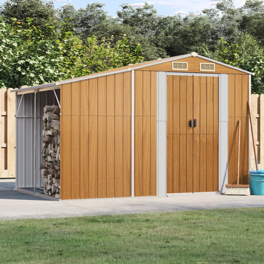 vidaXL Abri de jardin marron clair 277x192,5x179 cm acier galvanisé