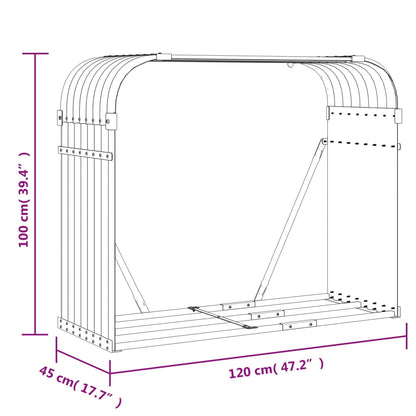 vidaXL Porte-bûches vert 120x45x100 cm acier galvanisé