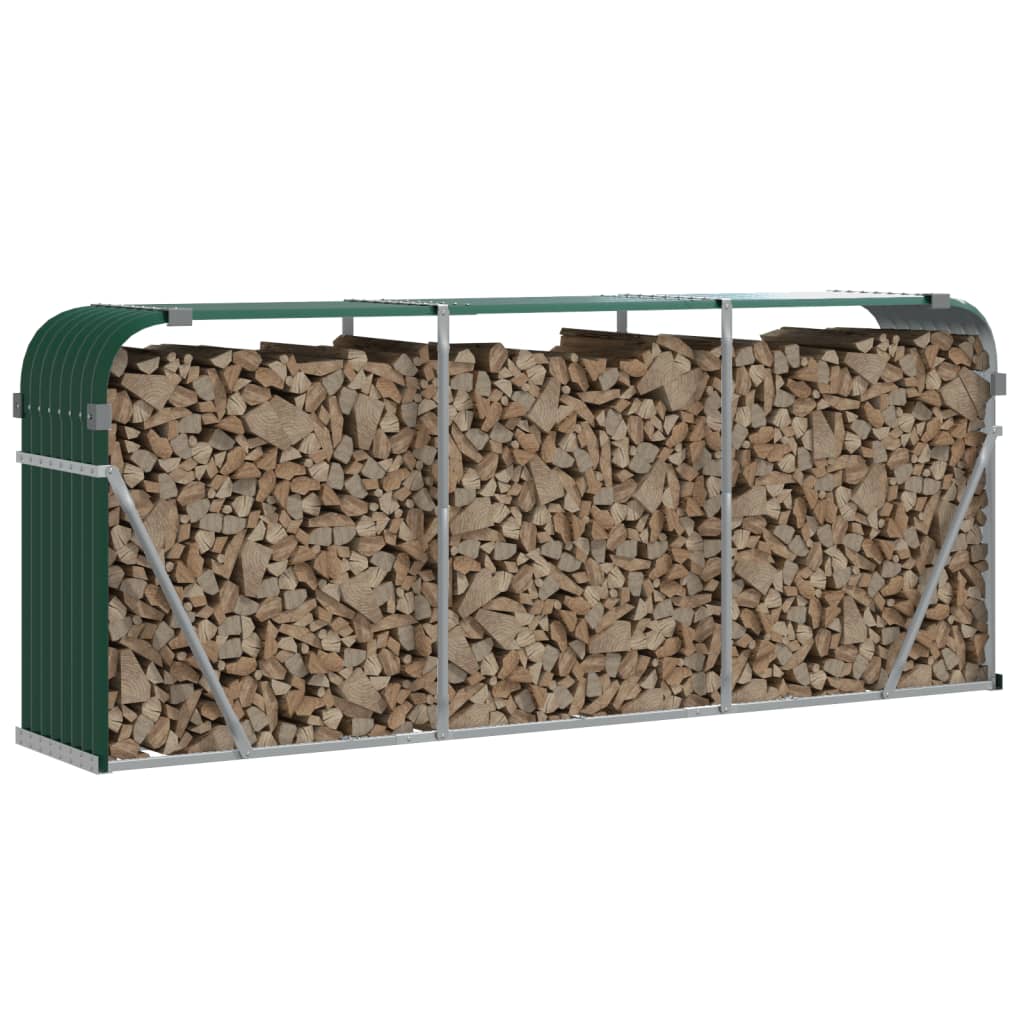 vidaXL Porte-bûches vert 234x45x100 cm acier galvanisé