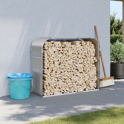 vidaXL Porte-bûches gris clair 120x45x100 cm acier galvanisé