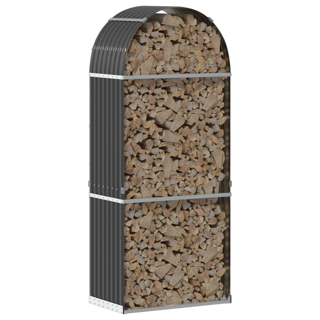 vidaXL Porte-bûches anthracite 80x45x190 cm acier galvanisé