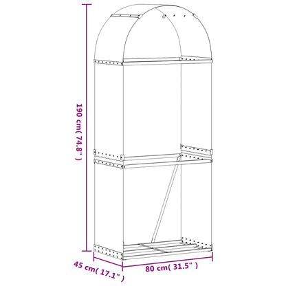 vidaXL Porte-bûches anthracite 80x45x190 cm acier galvanisé