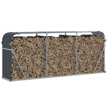 vidaXL Porte-bûches anthracite 234x45x100 cm acier galvanisé