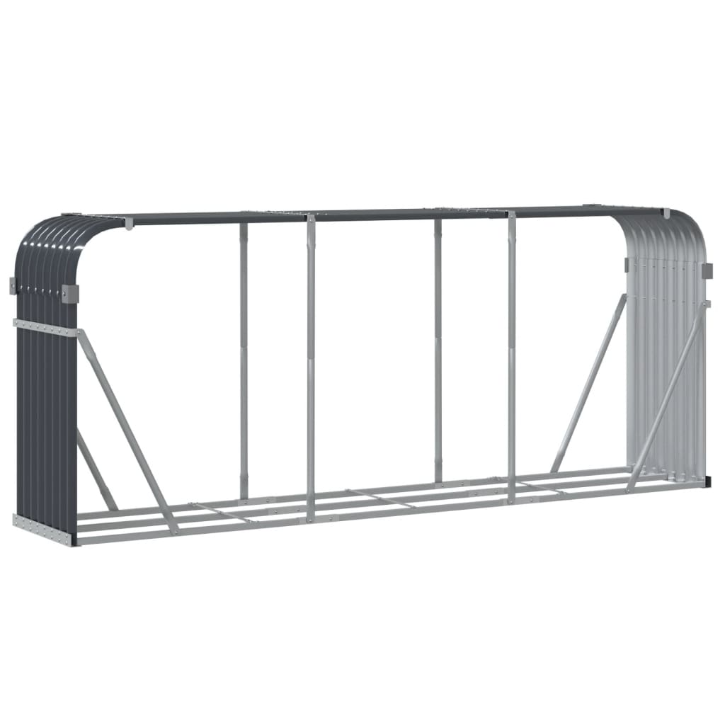 vidaXL Porte-bûches anthracite 234x45x100 cm acier galvanisé