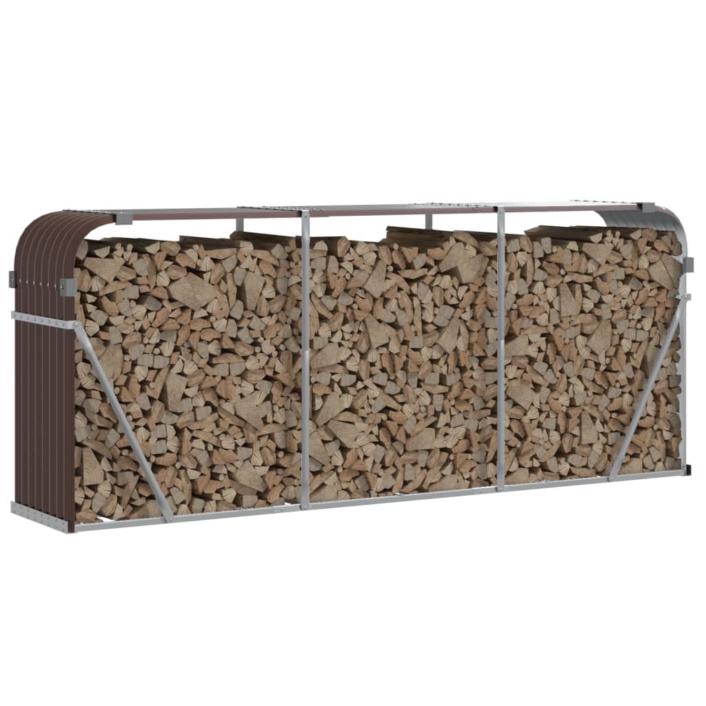 vidaXL Porte-bûches marron 234x45x100 cm acier galvanisé