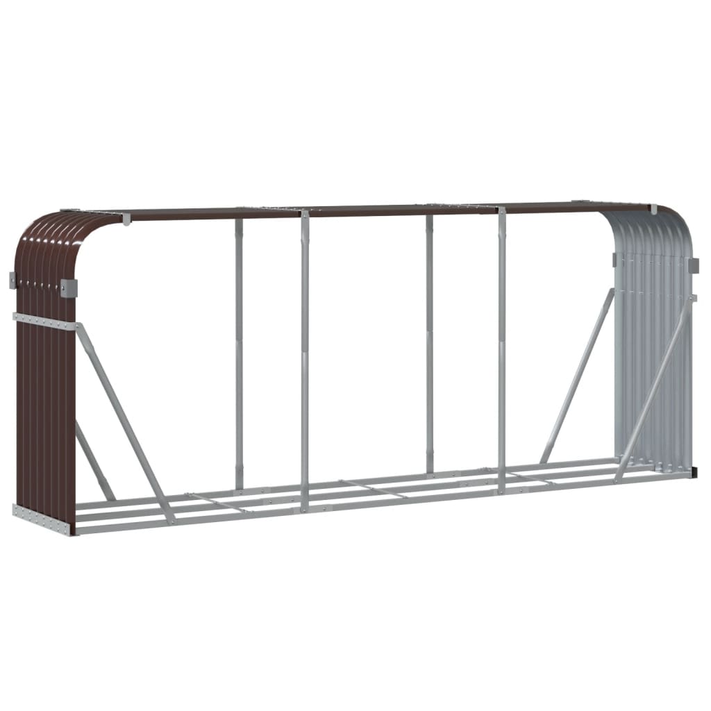 vidaXL Porte-bûches marron 234x45x100 cm acier galvanisé