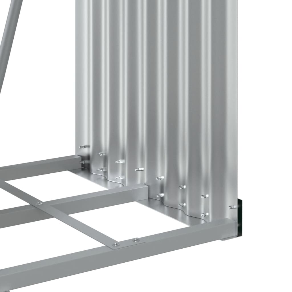 vidaXL Porte-bûches argenté 40x45x170 cm acier galvanisé