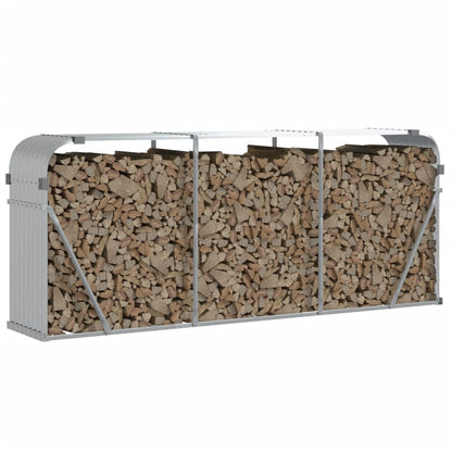 vidaXL Porte-bûches argenté 234x45x100 cm acier galvanisé