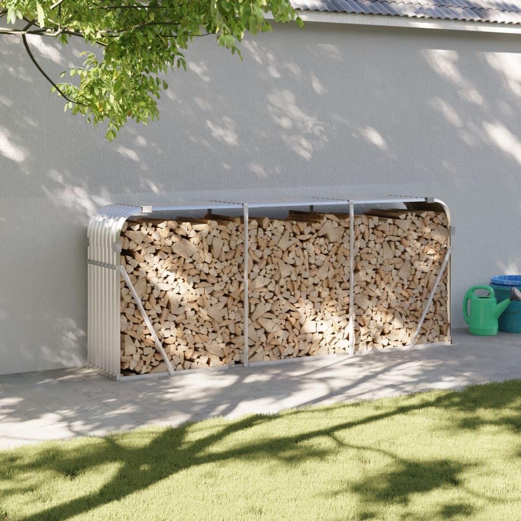 vidaXL Porte-bûches argenté 234x45x100 cm acier galvanisé