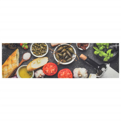 vidaXL Tapis de cuisine lavable impression vin dîner 45x150 cm velours