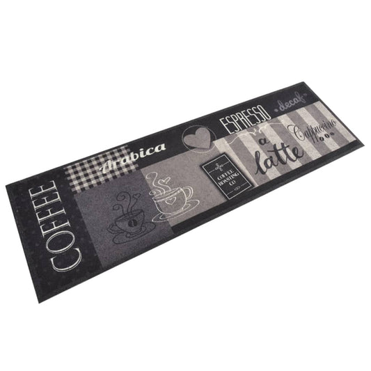 vidaXL Tapis de cuisine lavable impression café noir 60x180 cm velours