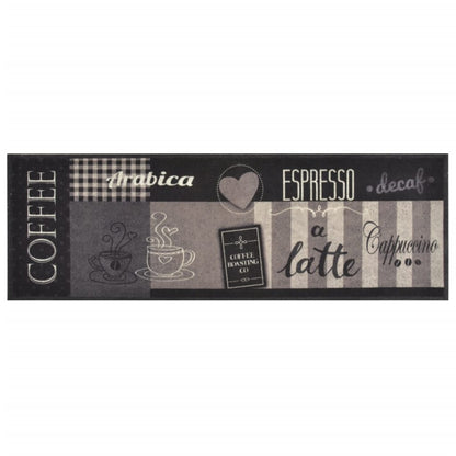 vidaXL Tapis de cuisine lavable impression café noir 60x180 cm velours