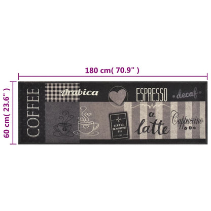 vidaXL Tapis de cuisine lavable impression café noir 60x180 cm velours