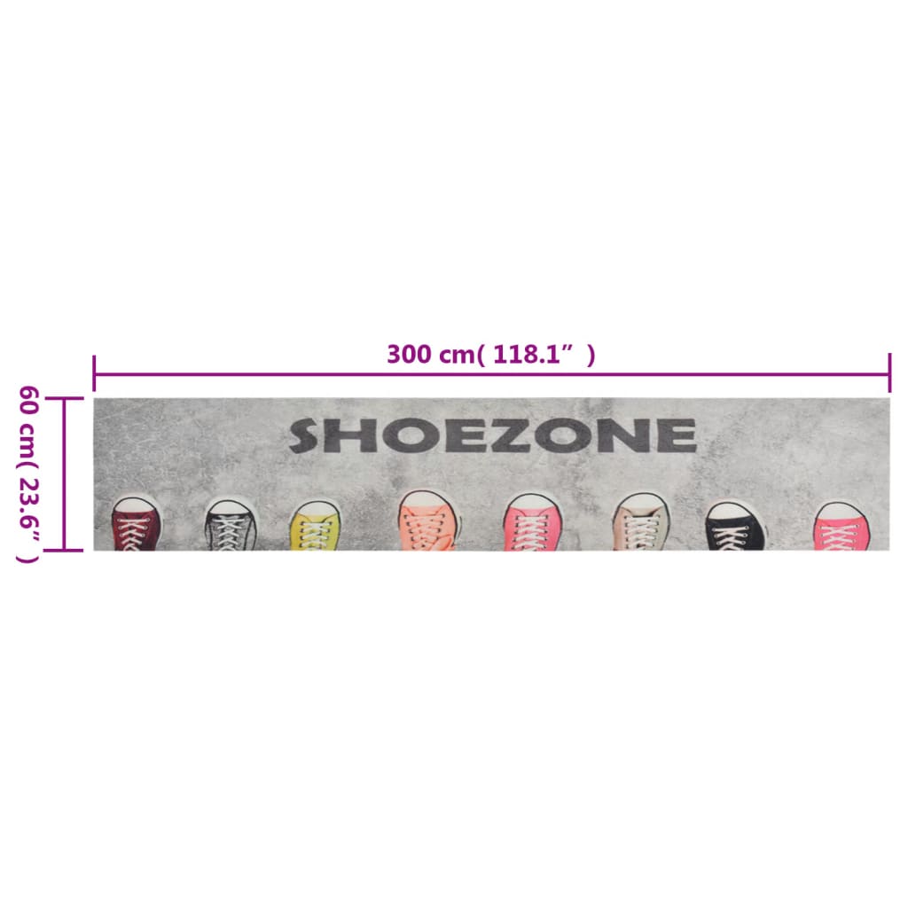 vidaXL Tapis de cuisine lavable impression shoezone 60x300 cm velours
