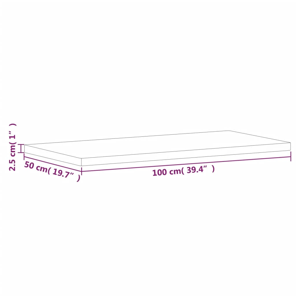 vidaXL Comptoir de salle de bain 100x50x2,5 cm bois massif de hêtre