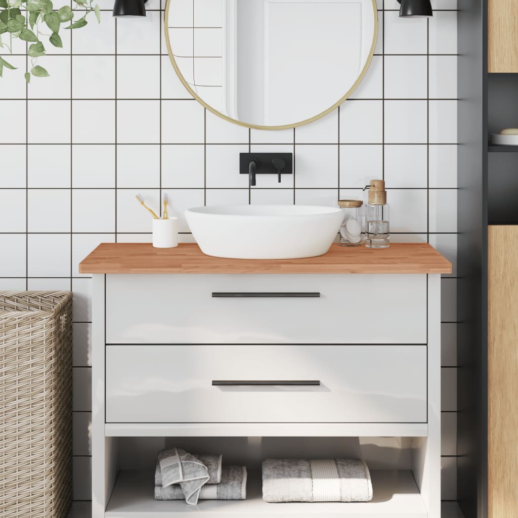 vidaXL Comptoir de salle de bain 100x60x2,5 cm bois massif de hêtre